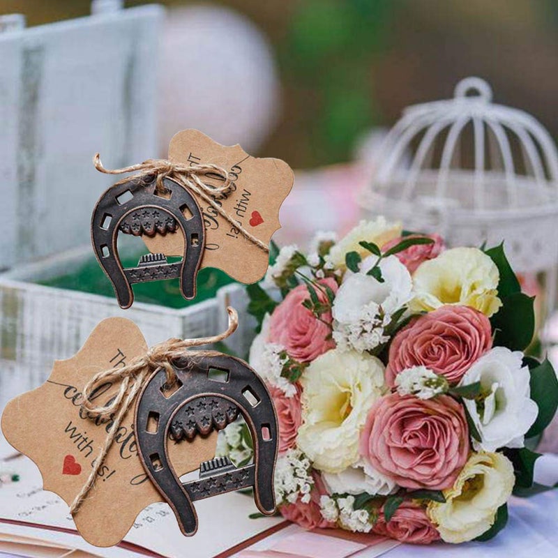Bodosac 30pcs Cast Iron Lucky Horseshoes Opener with Tag Cards Sheer Bag for Vintage Wedding Favors Party Favor Decorations - Image 5
